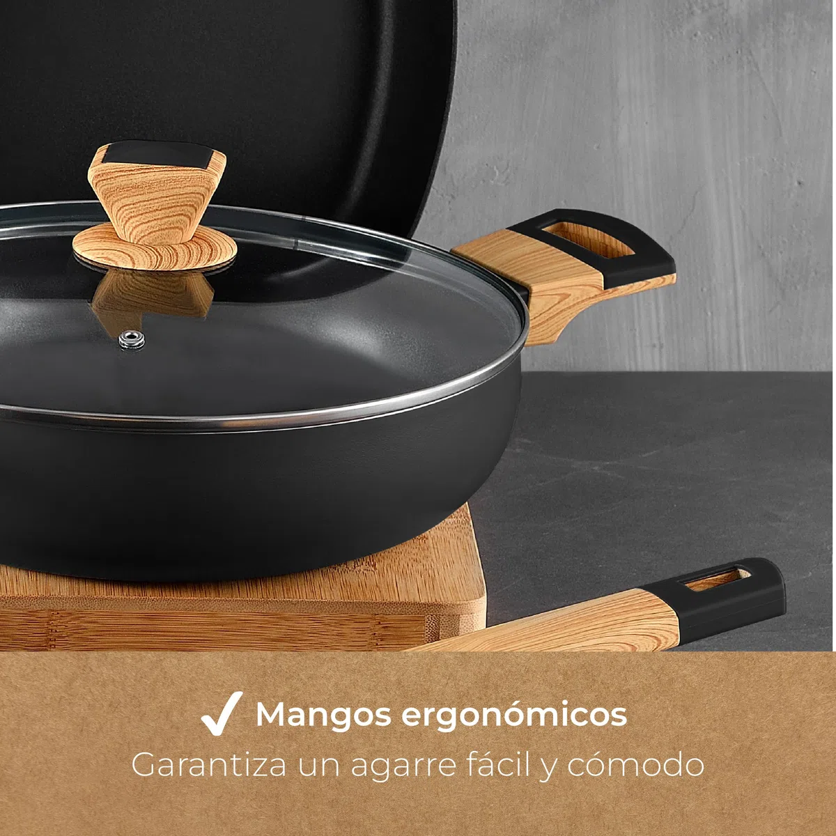 Bergner Earth Black - TARTERA 28X7.5CM ALUMINIO PRENSADO IND C/TAPA