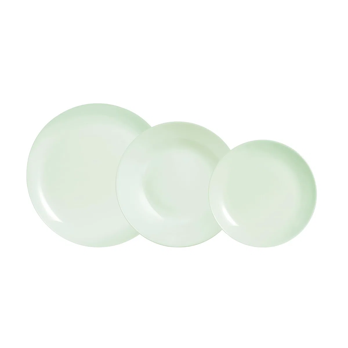 Vajilla Vidrio Opal verde 12 Piezas, 4 Personas