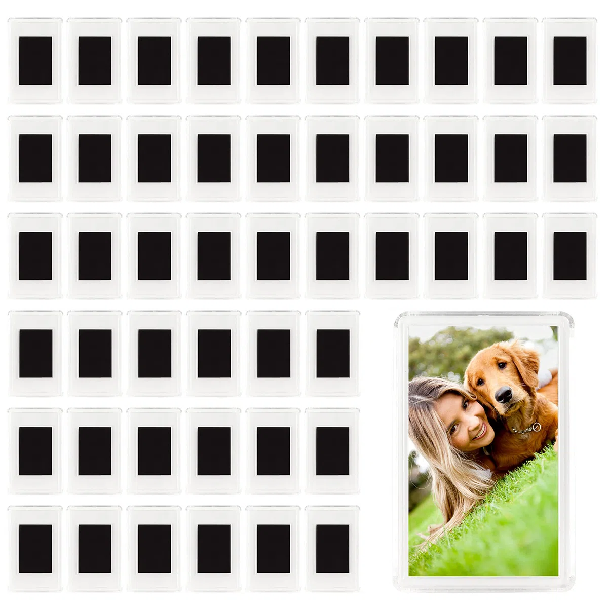 MATANA Juego de 50 Marcos de Fotos Magnéticos para Refrigerador - Marco en Blanco con Imanes | Decoración del Hogar, Regalo de Cumpleaños, Boda Regalar (7x4,5cm)