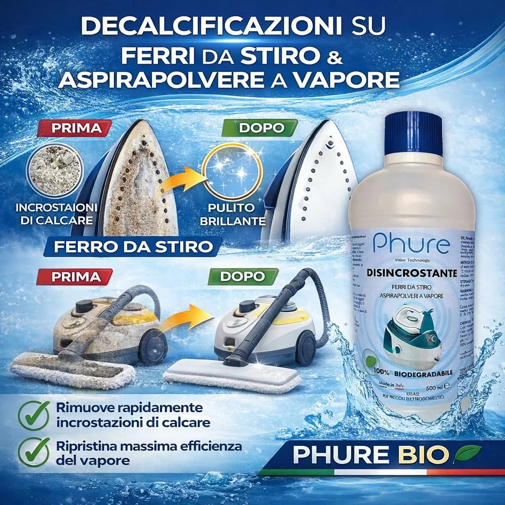 PHURE Bio Decalk - Descalcificador descalcificador concentrado universal para planchas y aspiradoras de vapor, para pequeños electrodomésticos, compatible con todas las marcas, biodegradable, 500 ml