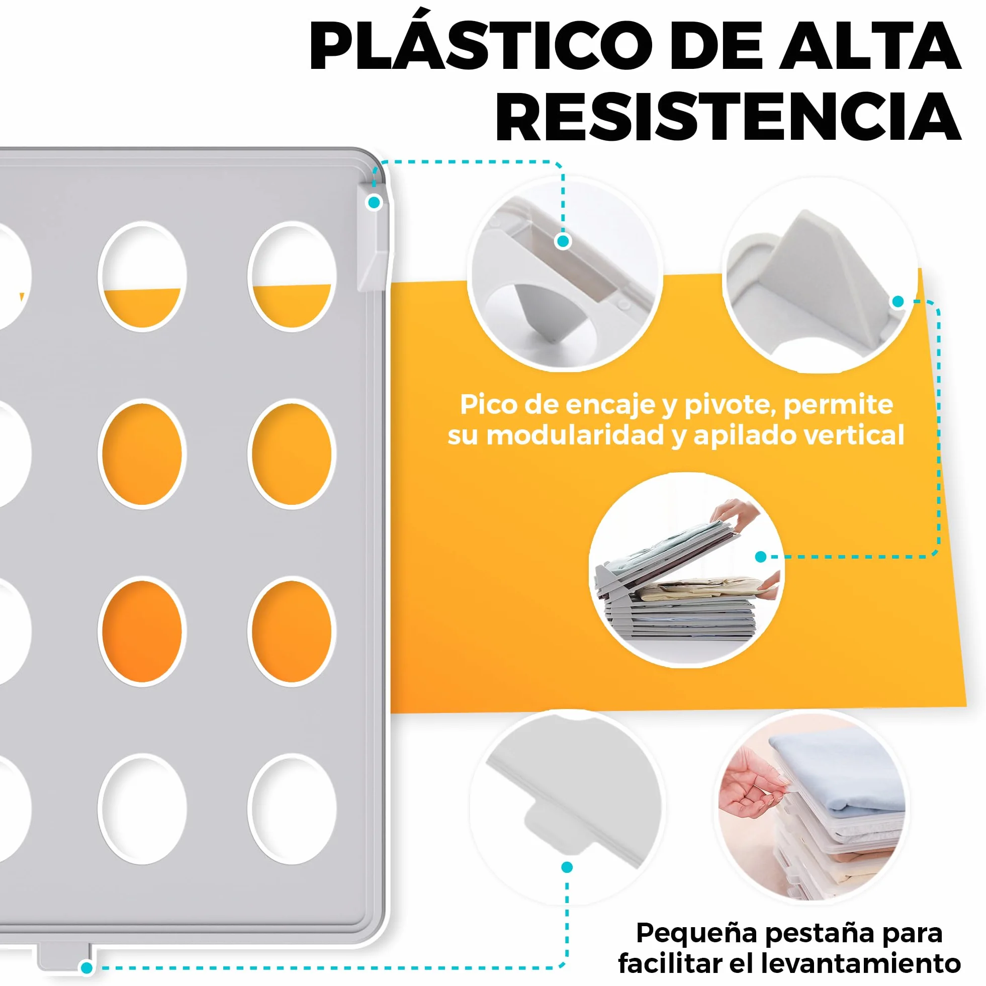 Organizador armario - Organizador Camisetas - Doblador de Camisetas - Mantén tu orden de la Ropa en los Armarios - Resistentes - Antiarrugas - Antihumedad. (PACK DE 10)