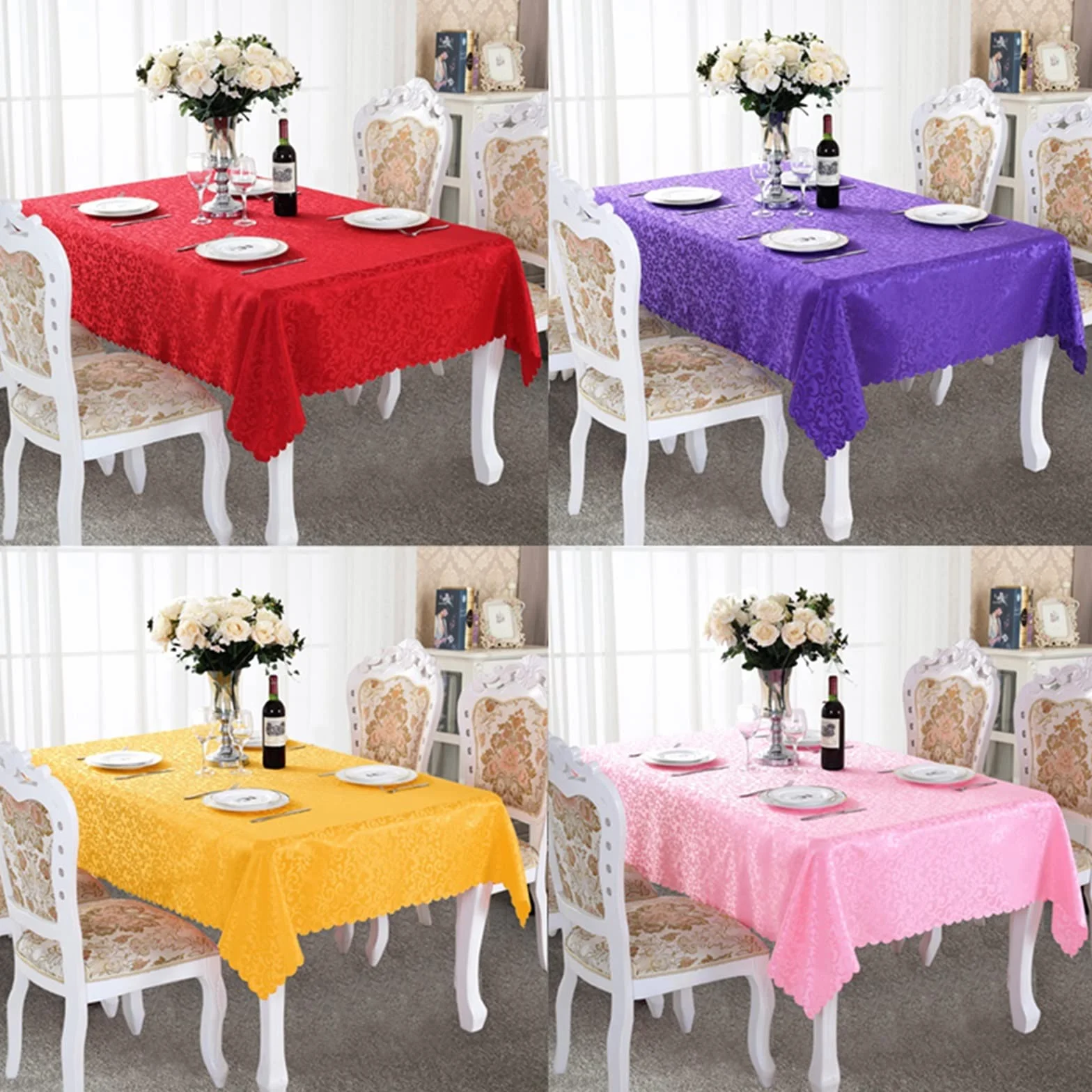 Mantel De Comedor Rectangular Cubierta Protectora de Lujo for Mesa de Decoración De Mesa De Comedor, Tela de Mantel Jacquard Rectangular ecológica for Restaurante de Bodas Moderno