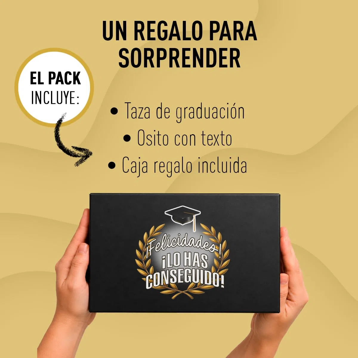 LINFORMAL Pack Regalo Graduación Chica, Regalo de Graduación Original con Taza Graduación y Osito con Camiseta “Feliz Graduación”, Detalle para Graduada, ESO, Bachillerato o Universidad