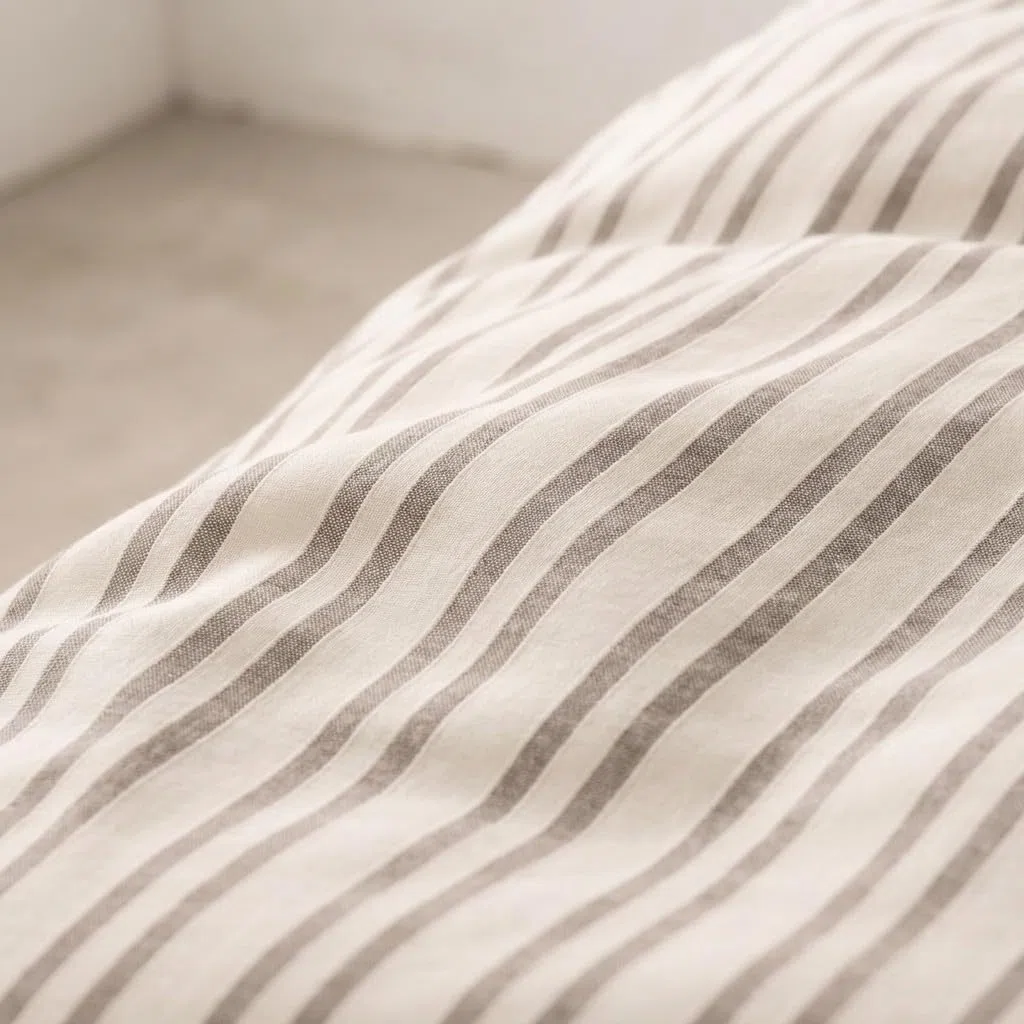 GAMUSI Funda nórdica Cama 180 cm - Funda edredón 240x260 cm, Rayas, Relieve, Color Taupe