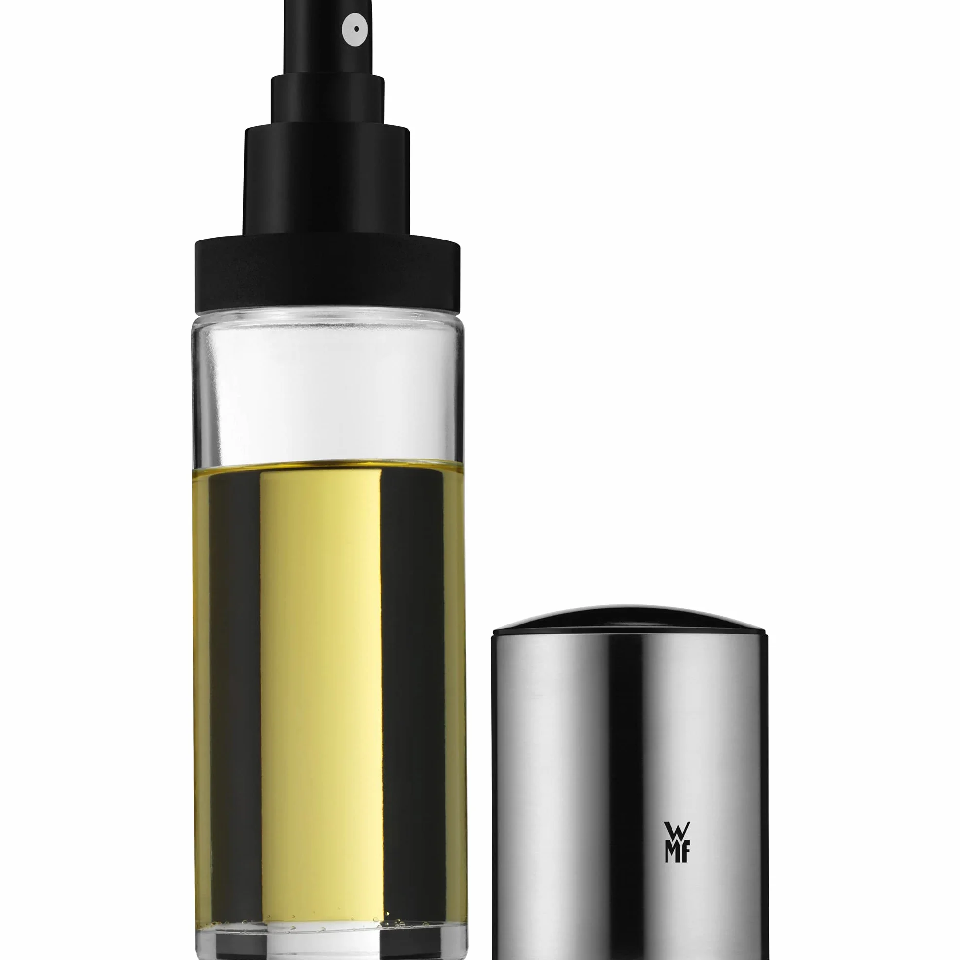 WMF Basic - Pulverizador de aceite y vinagre (125 ml, botella de espray de aceite con recipiente de cristal, acero inoxidable Cromargan mate, apto para lavavajillas)