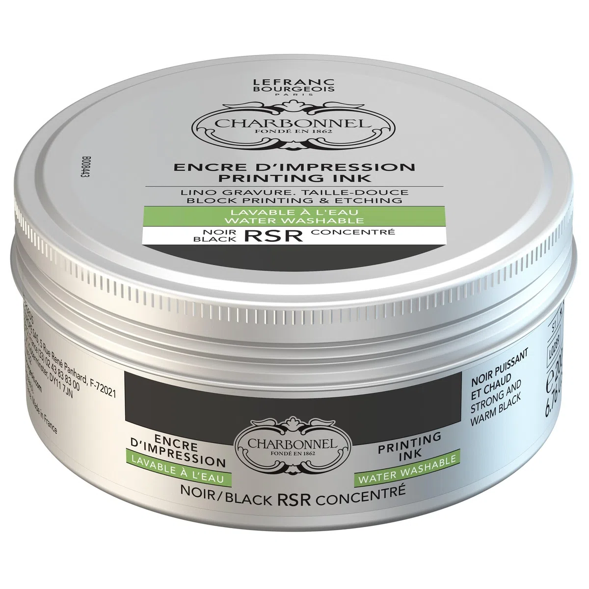 Lefranc Bourgeois 301518 Charbonnel, pintura de cobre lavable al agua con excelente resistencia a la luz, vegano, 100% libre de disolventes, olla de 150 ml, color negro RSR