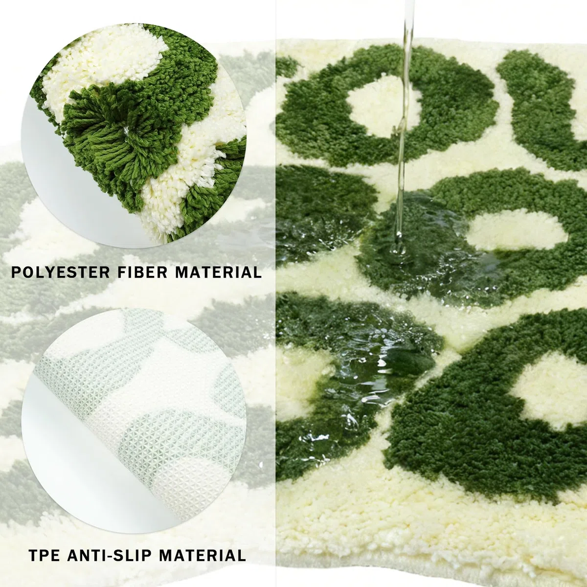 Alfombra Baño Divertida,Alfombra Antideslizante Lavable Creatividad,Alfombrilla de Pelo Medio Alfombrilla de Ducha Absorbente,Tapete Casa de Baño,54x64cm Verde