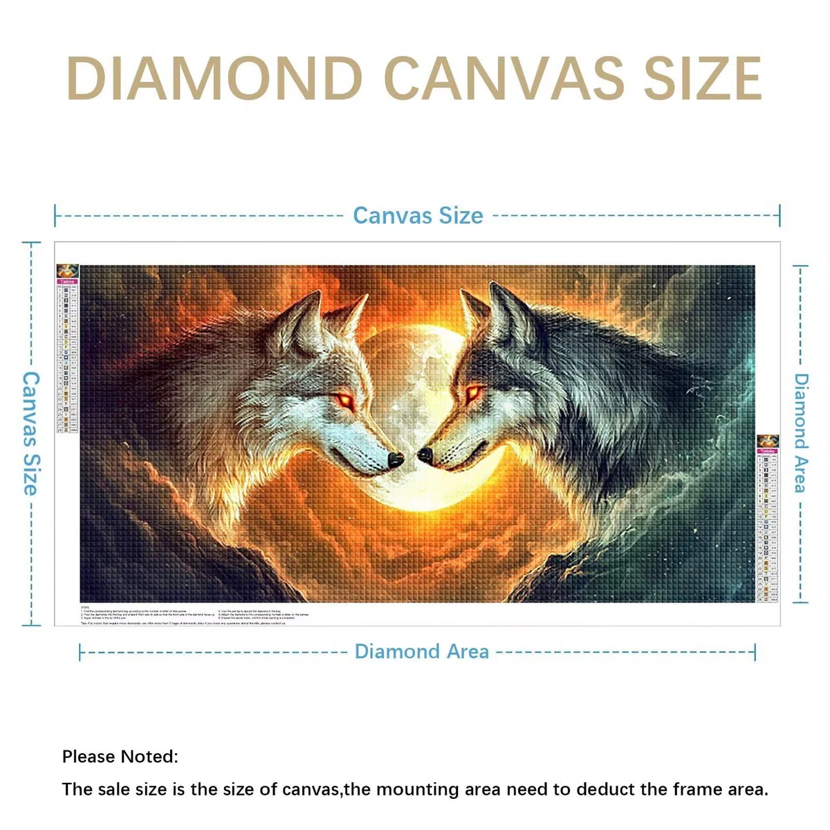 Diamond Painting Adultos Animal Pintura Diamante, Lobo Diamond Painting 5D Completo, DIY Cuadrado Cristal Bordado Punto de Cruz Cuadros de Diamantes para Decoracion Hogar, Regalo Mujer 160x80cm 0J-746