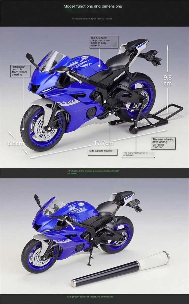 Modelo De Motocicleta A Escala 1:12 Metal Fundido A Presión con Piezas Plástico 2020 para Yamaha YZF-R6 YZFR6 YZF R6