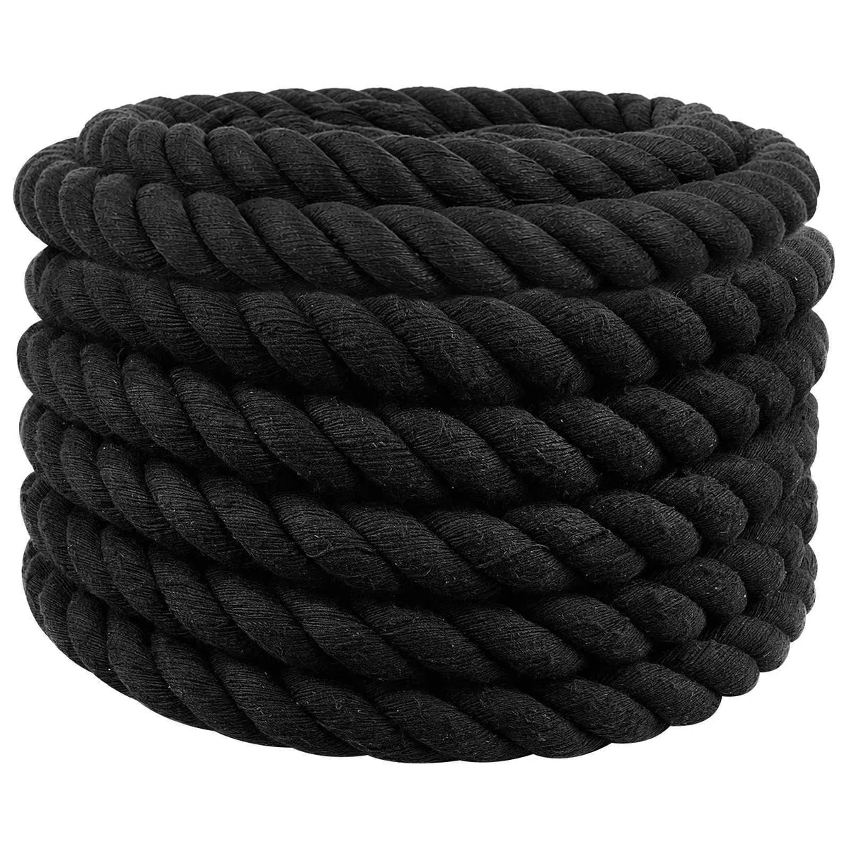 Cuerda de algodón negro 5 x 5 x 500 cm, 3 capas, cuerda