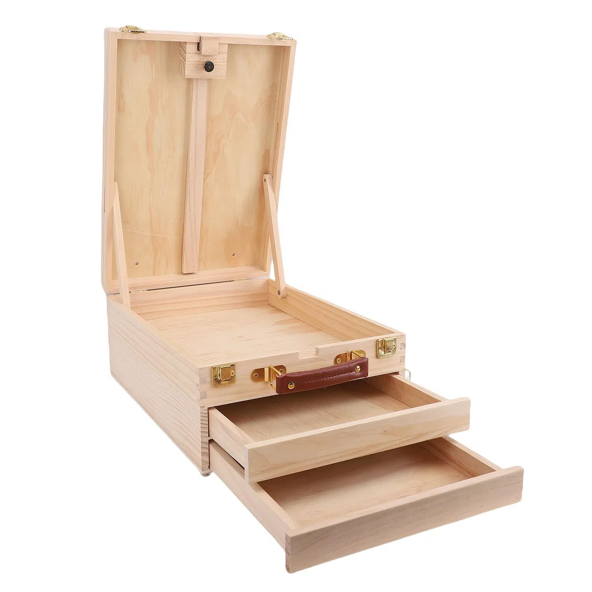 FTVOGUE Caballete en Caja para Bocetos Caballete de Madera para Arte de Madera de Pino con Capacidad para hasta 24 Pulgadas Diseño de Mesa Plegable de Lona con Cajones de Almacenamiento para Pintar