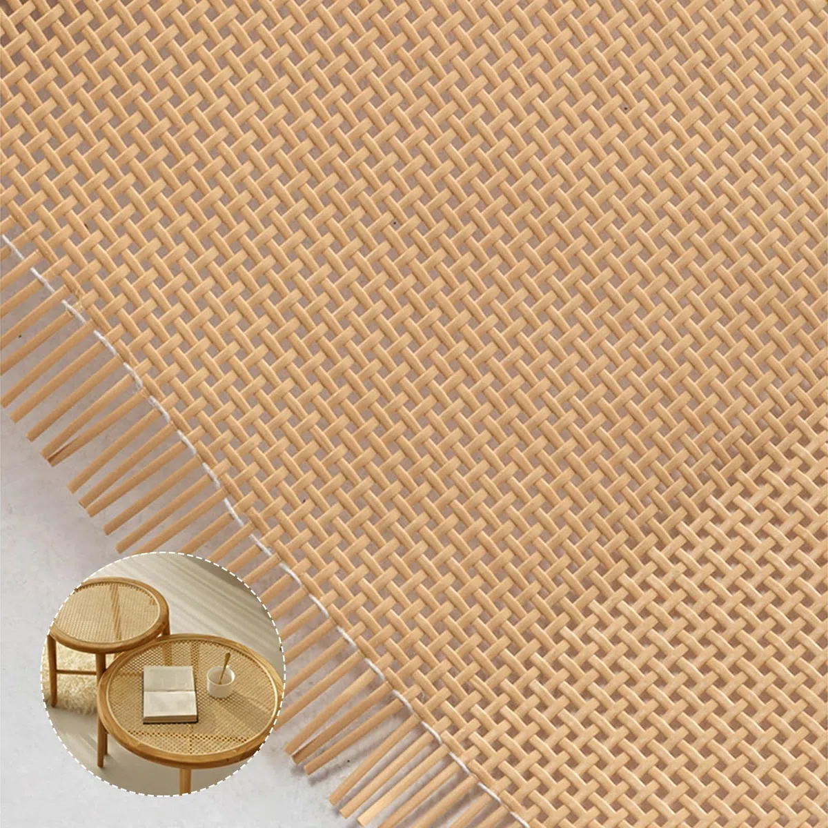 Rollo de Tela de Ratán Para Muebles Rejilla Mimbre Ratan Para Muebles Rollo de Correas de Ratán de Plástico Rollo de Caña de Ratán Para Manualidades Para Manualidades Gabinete Silla Muebles(13.7" W*3.