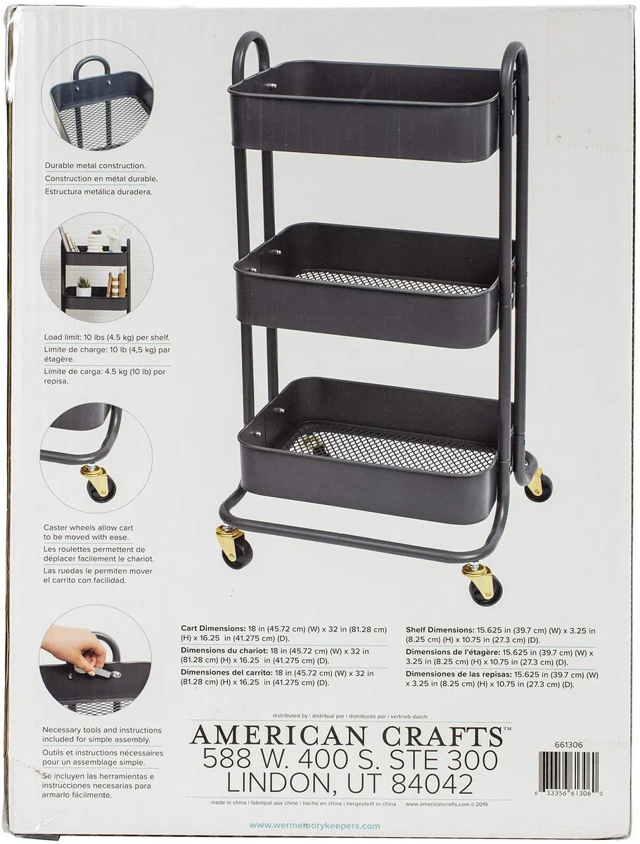 AMERICAN CRAFTS / WE R MEMORY We R Memory A La Cart Storage Cart Burnt Ash