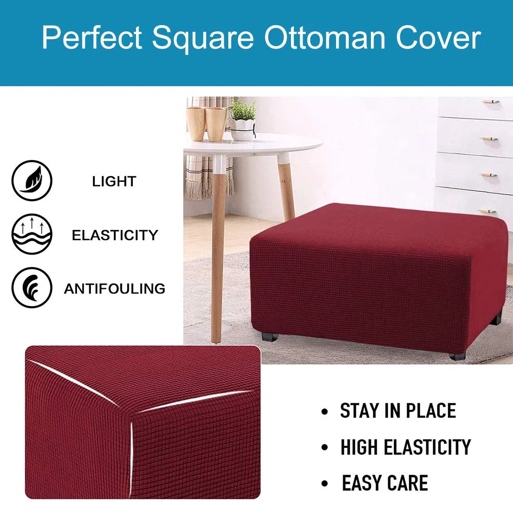 Funda de puf Rectangular Funda de reposapiés Funda de Taburete Funda de puf Funda de reposapiés Rectangular(Vino Rosso,Quadrati)