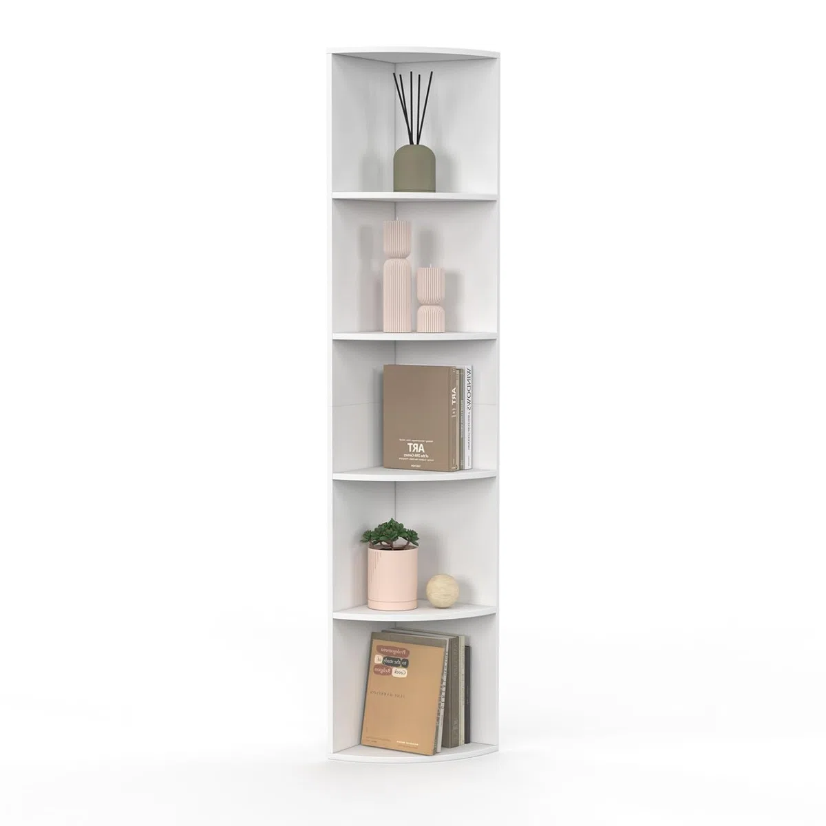 IDMarket – Estantería de pared esquinera MODULA 5 niveles, color blanco para colocar o fijar