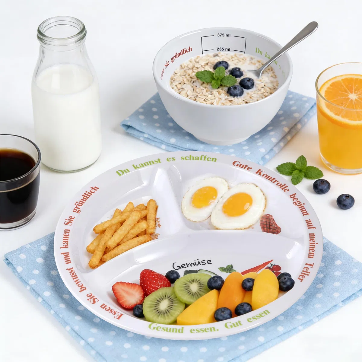 Juego de 4 platos de control de porciones para una nutrición equilibrada, platos con dieta saludable para adultos y jóvenes, divisiones de melamina, pérdida de peso (Español)