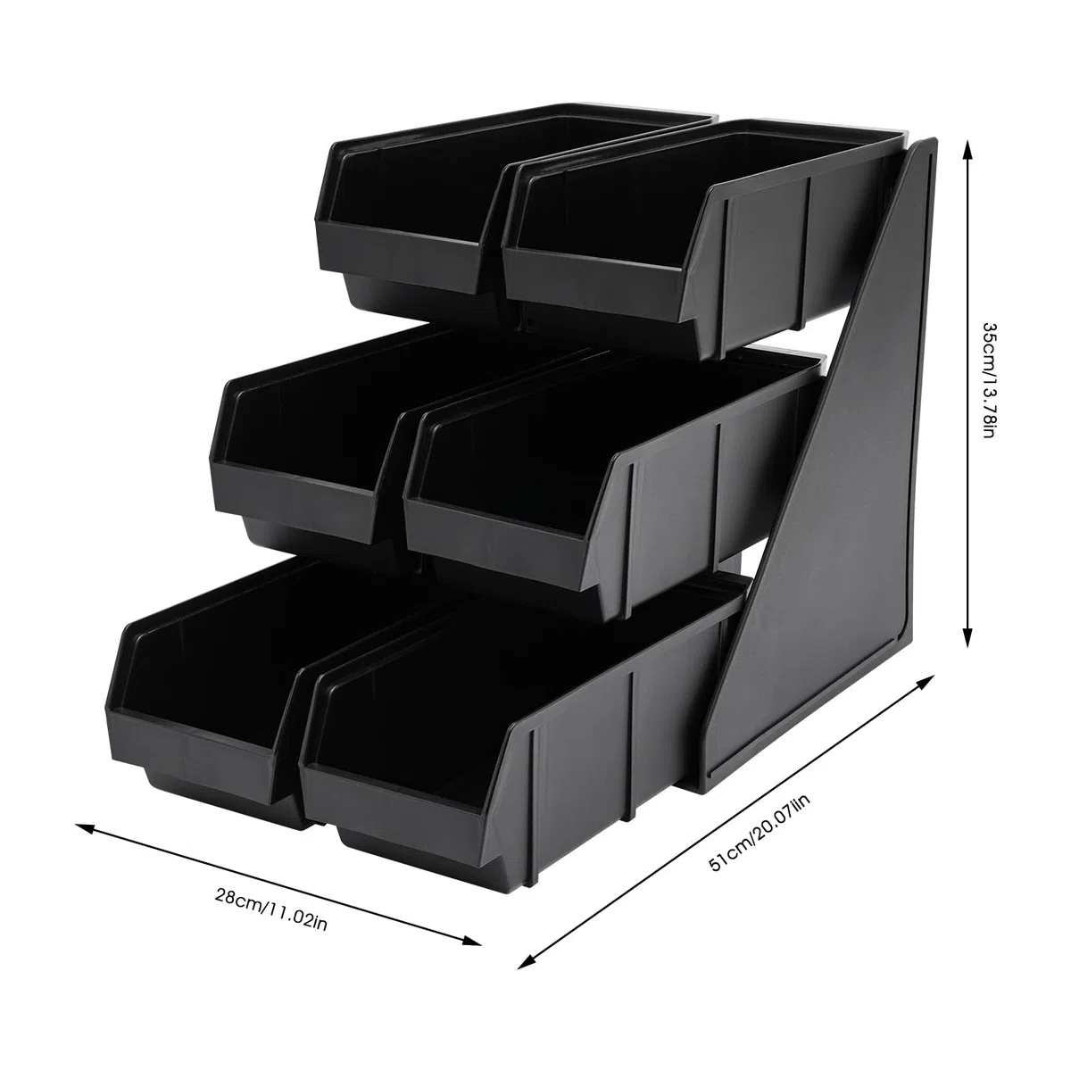 Soporte Organizador de condimentos de 3 Niveles con 6 Compartimentos para condimentos, Sobres de Salsa y café, de plástico Negro. Organizador de Almacenamiento para Bar, Restaurante, cafeter