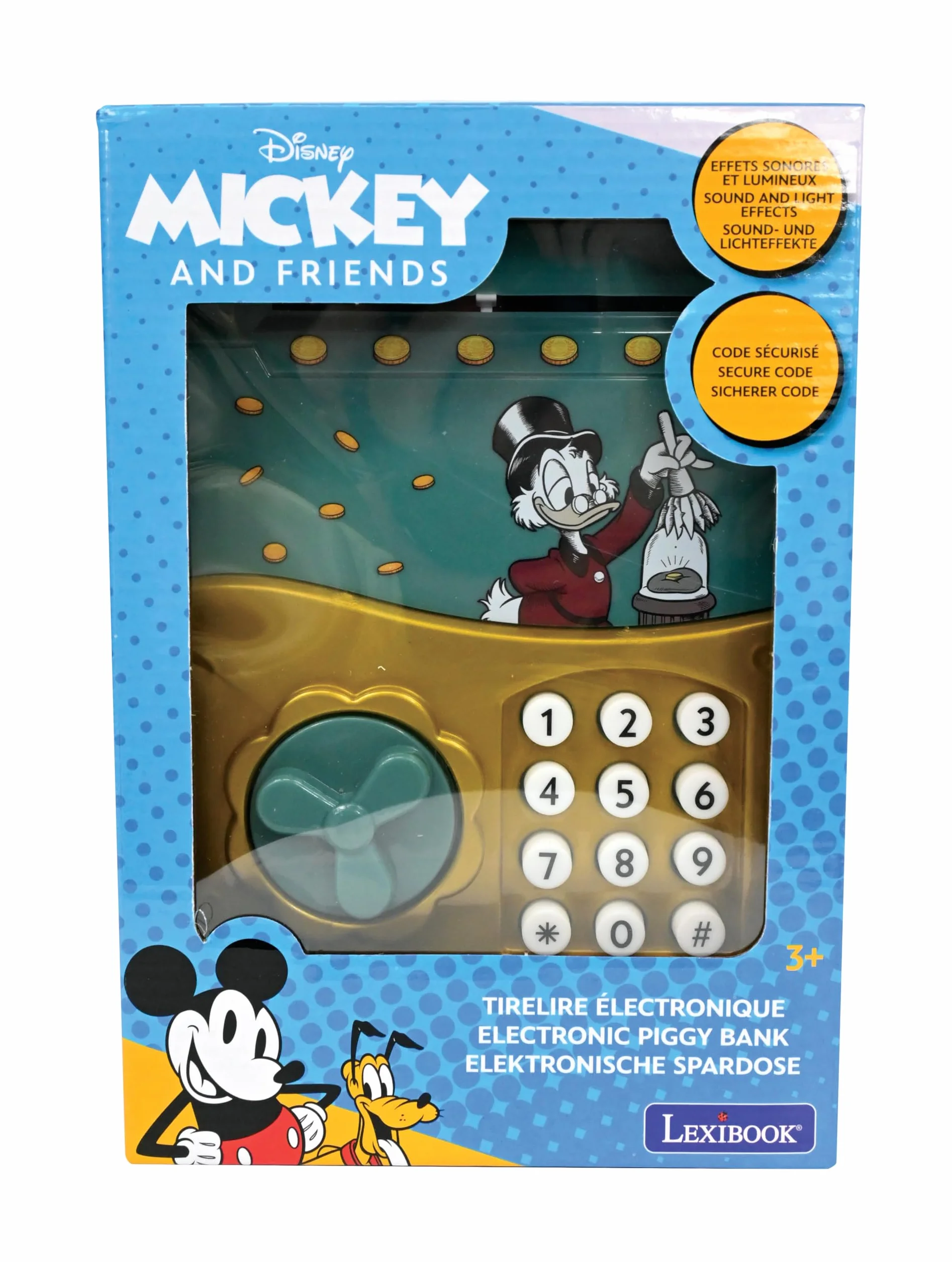Lexibook, Disney Classics, Hucha electrónica Scrooge, Efectos de luz y Sonido, 9 Pistas Musicales Incluidas, Verde/Amarillo, JG150SC
