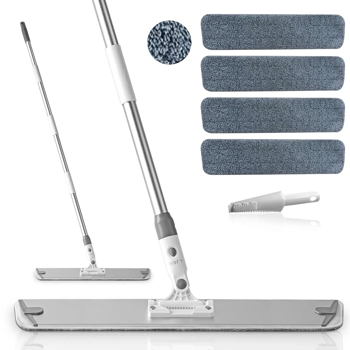 Mopas de Microfibra para Limpieza de Suelos, Herramienta de Limpieza de zócalos de 24 Pulgadas, mopa Plana para Piso Laminado de Madera Dura, Azulejos de Vinilo, mopa de baño y Cocina con 4