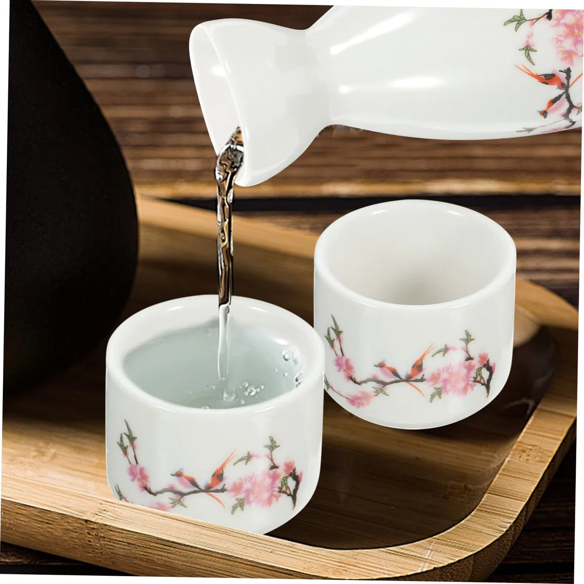 Holibanna Juego de Copa de Sake Japonesa y Tetera Tradicional de Cerámica, 7 Piezas, Surtido Pequeño, Material Cerámico, Diseño Retro, para Servir Sake en Casa, Bares y Restaurantes, Obsequio Especial