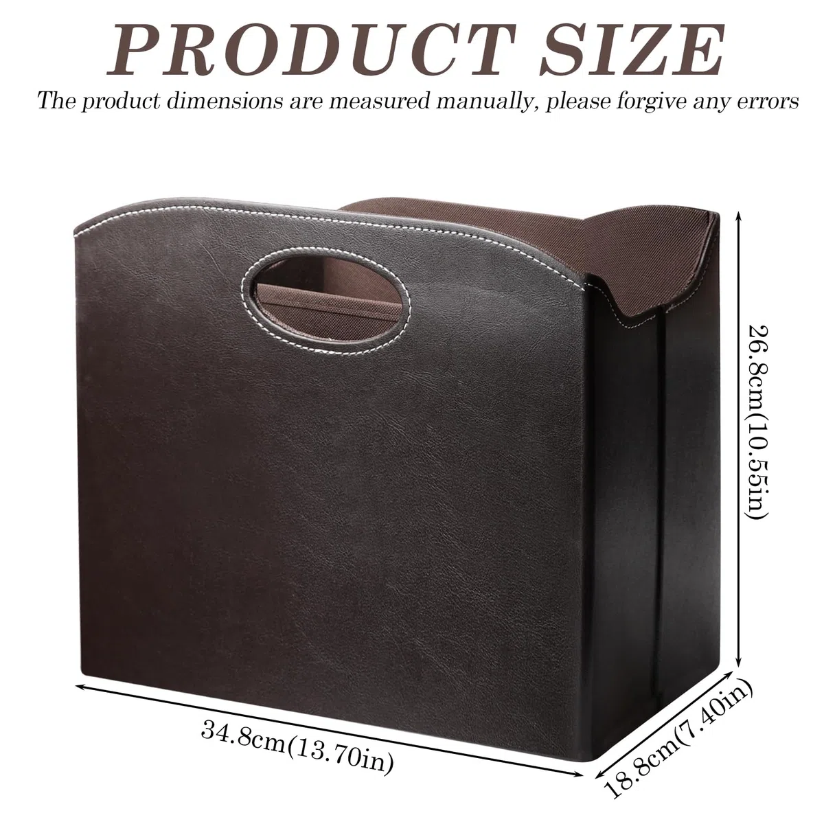 Revistero de cuero moderno, portarevistas de cuero con asa, revistero de cuero con compartimentos, cesta de periódicos plegable, portarevistas cesta de periódicos para casa oficina salón