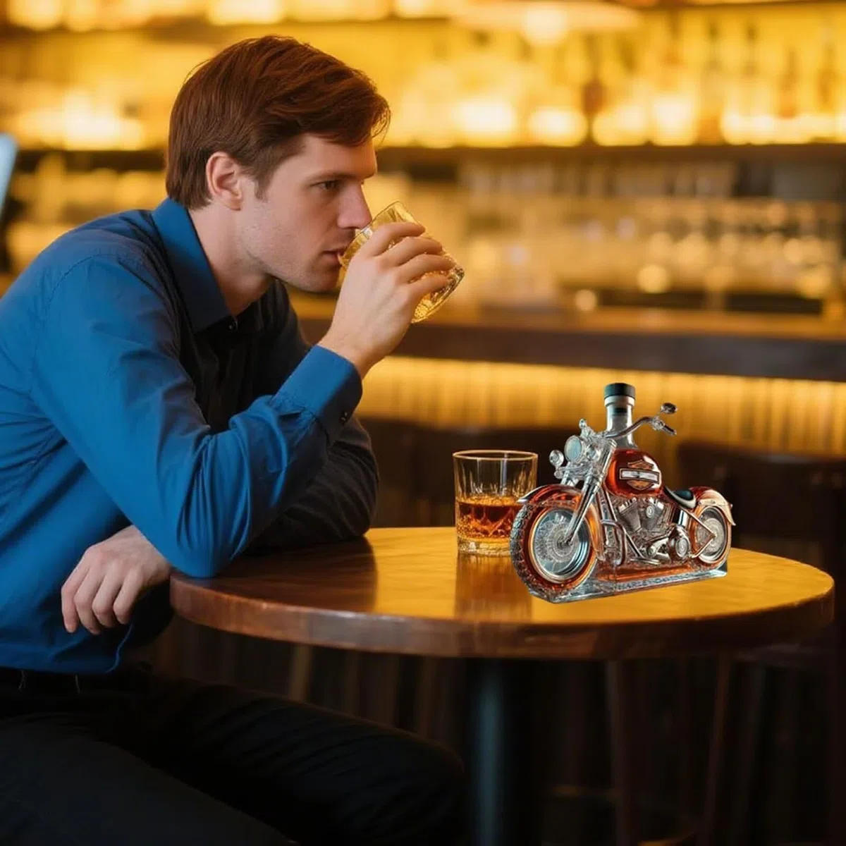 Decantador de Whisky 3D en Forma de Motocicleta, Vidrio Soplado a Mano, 350 ml, Botella para Almacenamiento de Licores, Regalo Único para Amantes de Motos