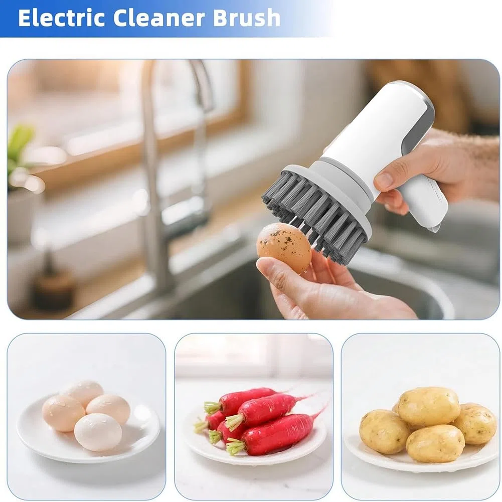 Cepillo Eléctrico para Huevos - Limpiador de Huevos Frescos y Cepillo para Verduras con Indicador de de Batería y 2 Velocidades