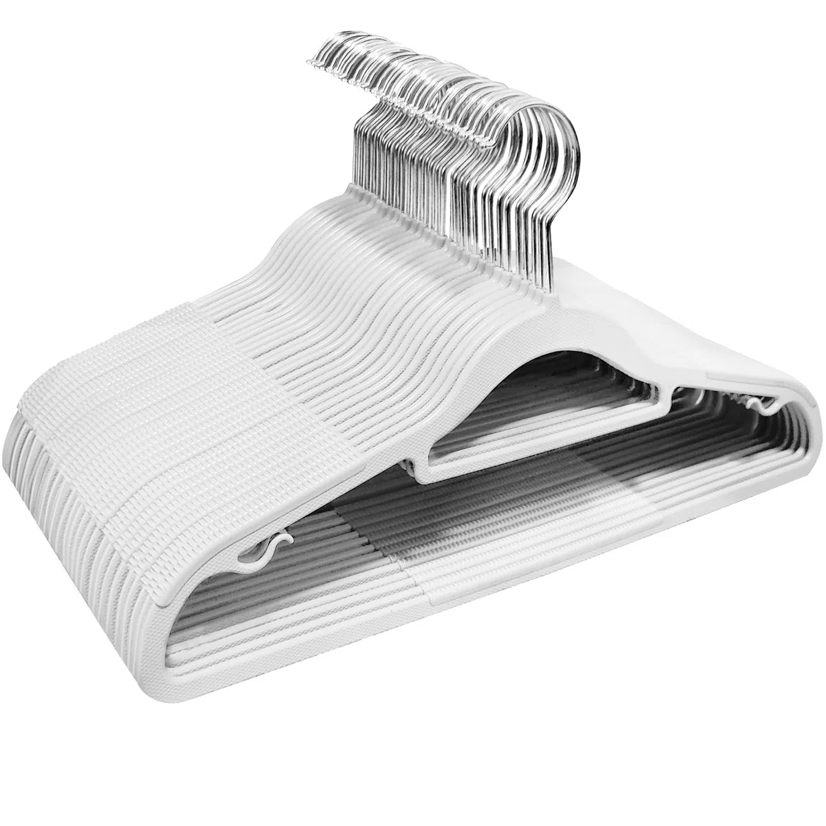 ABHENG 30 Perchas de Plástico, 0,5 cm Espesor, Ahorro de Espacio, Resistentes, Antideslizantes, Gancho Giratorio 360°,para Camisas,Camisetas, Trajes,Blusas,Pantalones,Chaqueta y más,Blanco APY0330W
