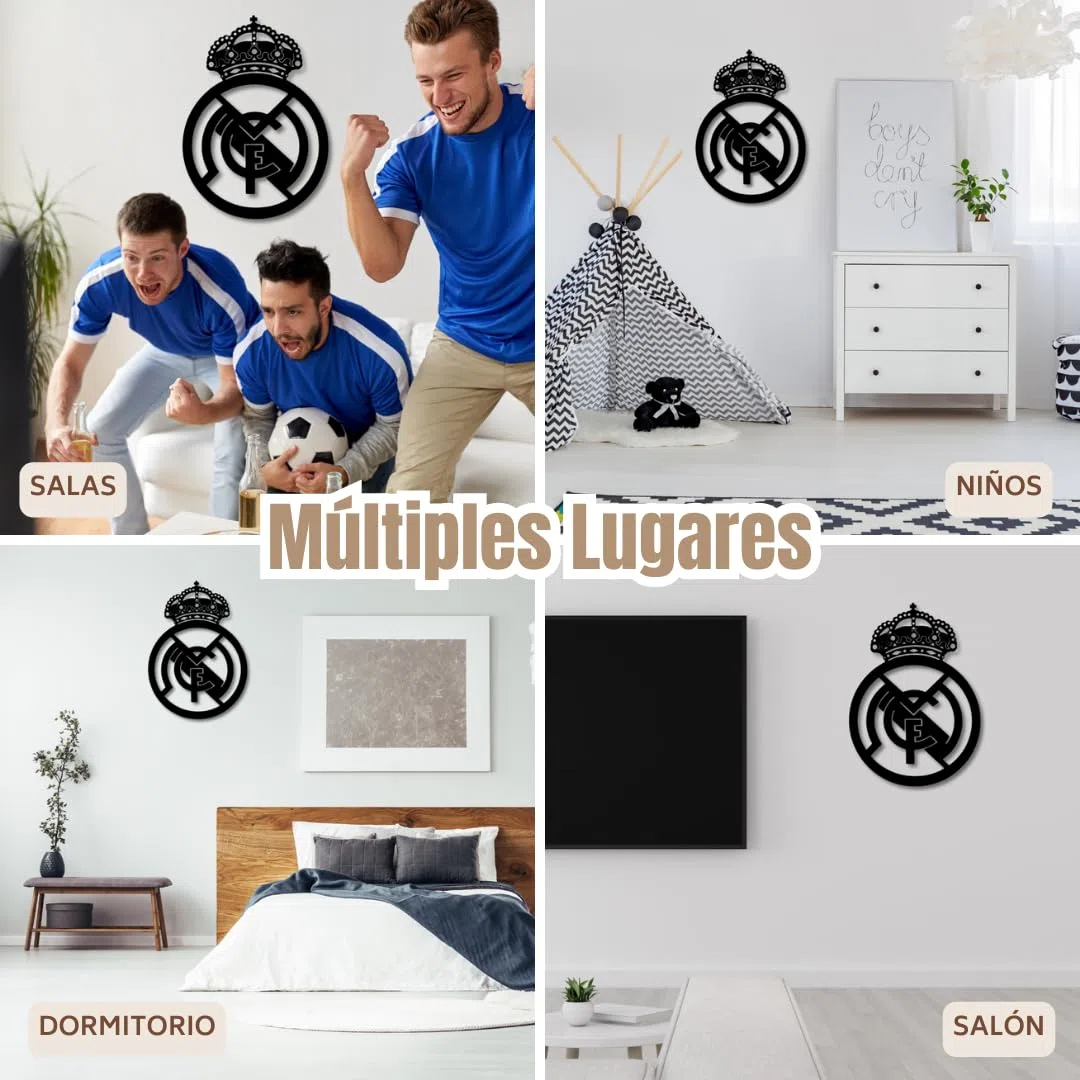 BUYLUX Cuadro Escudo R.Madrid Pared Madera - Decoracion Habitacion, Hogar Moderno - Regalos Originales para Hombre, Niño - Cuadros Decoracion Salon Modernos - Poster Futbol (R.Madrid)