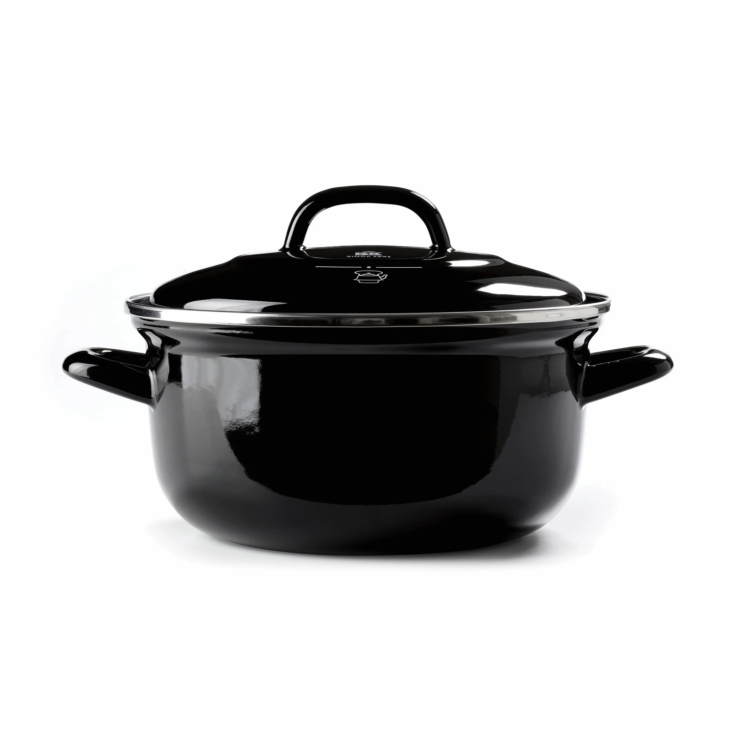 BK Indigo Cacerola Tradicional Holandesa con Esmalte Alemán y Tapa con Revestimiento Cerámico Antiadherente sin PFAS, 24 cm/4,2 Litros, Inducción, Apta para Lavavajillas y Horno, Negra