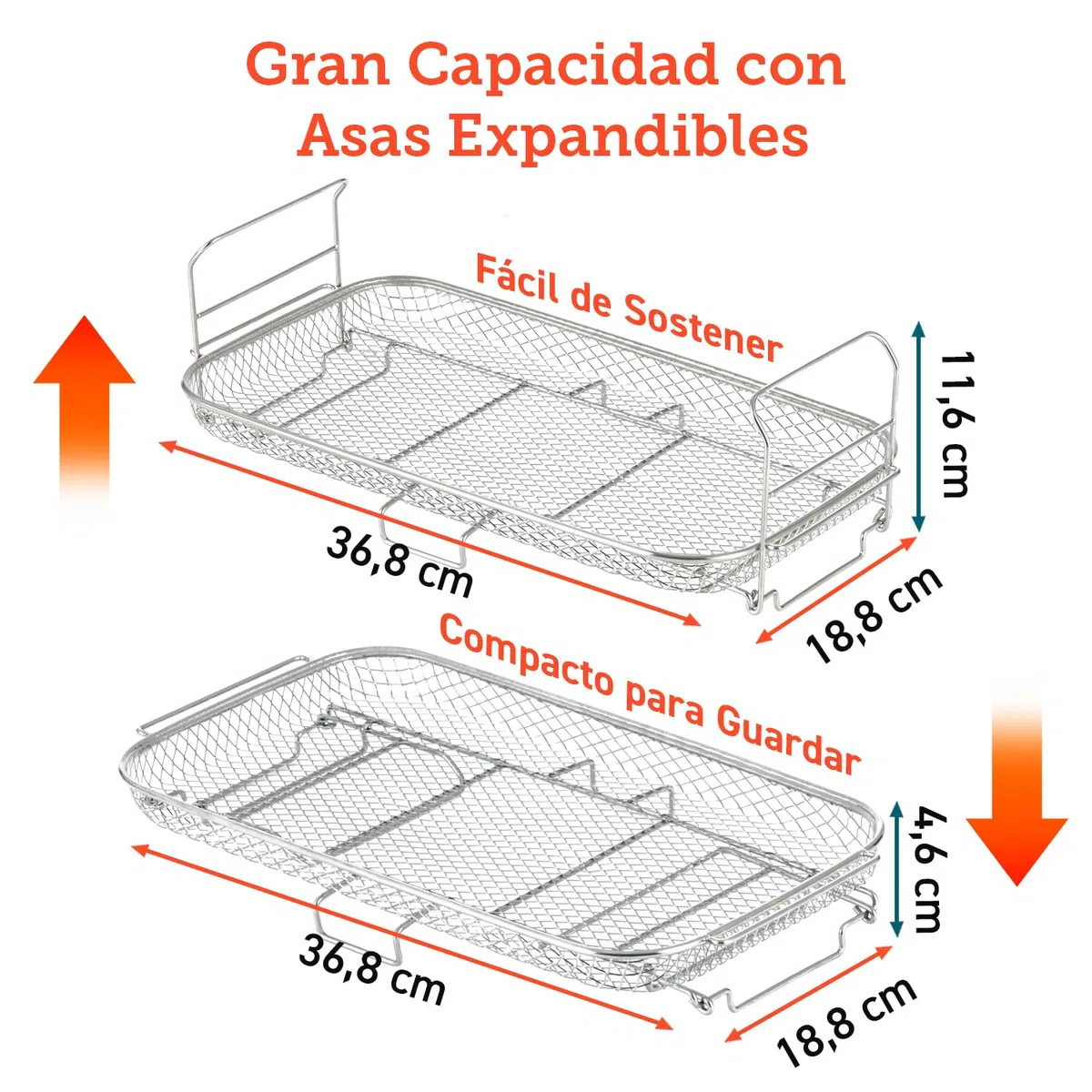 Cosori Cesta de Rejilla para Freidora de Aire Horno TwinFry, Accesorio de cocina para Hornear y Asar, Bandeja de acero Inoxidable, Parrilla Antiadherente, Fácil de limpiar