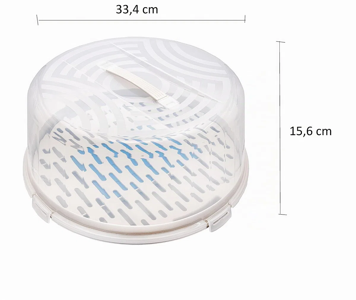 BranQ Home essential Tartera redonda con tapa alta, asa de transporte práctica y enfriamiento, plástico (PP), sin BPA, color crema/transparente, 334 x 156 mm