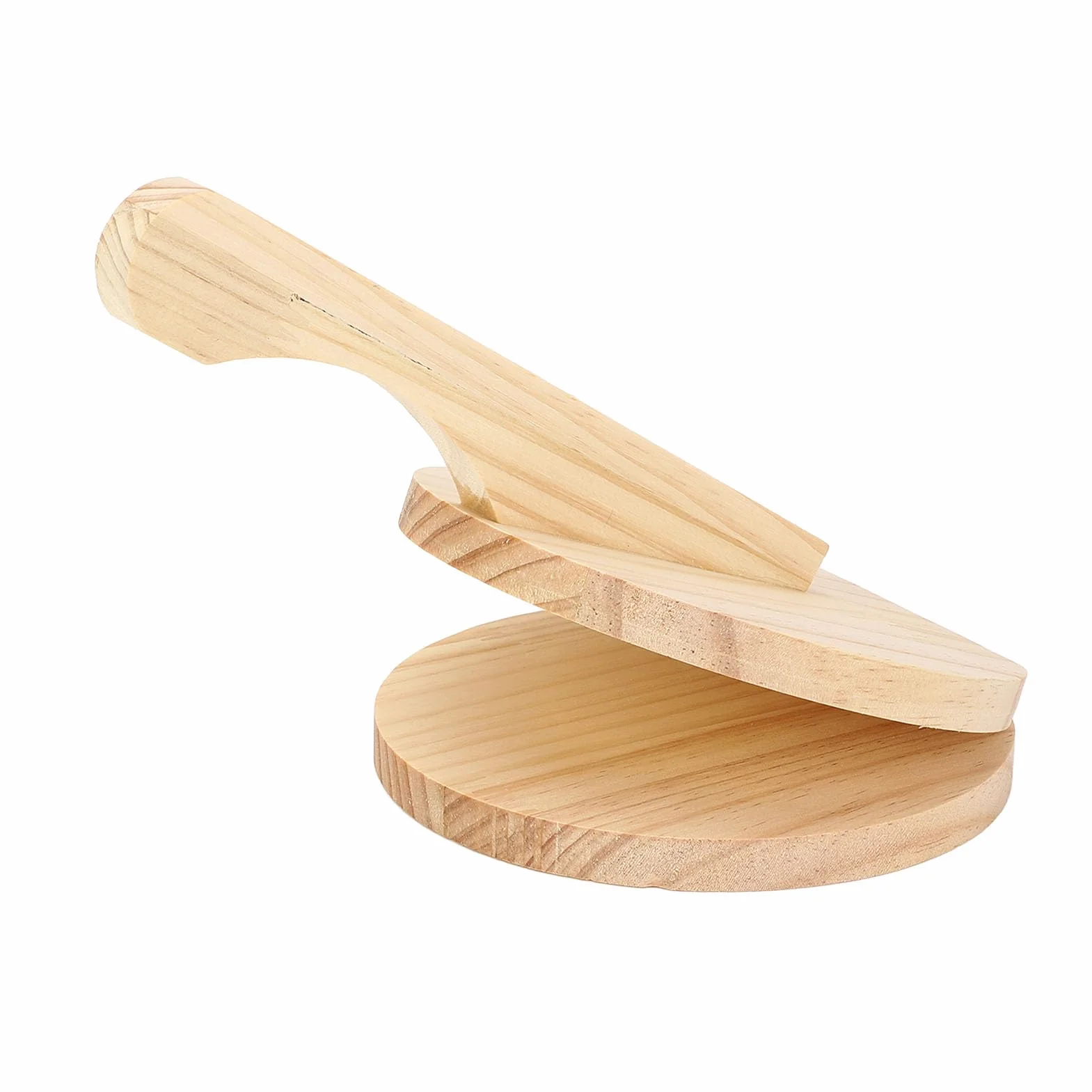 Prensadora de Tortilla de Madera Prensa de Tortilla, Mango Ergonómico, Pressor de Tortilla Manual para Tortilla de Harina Pizza Roti (L)