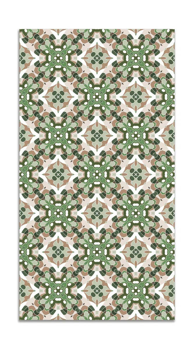 Panorama Alfombra Vinílica Cocina Baño - Modelo Azulejo Oriental Verde 60x110 cm - Varios tamaños - Decoración Hogar
