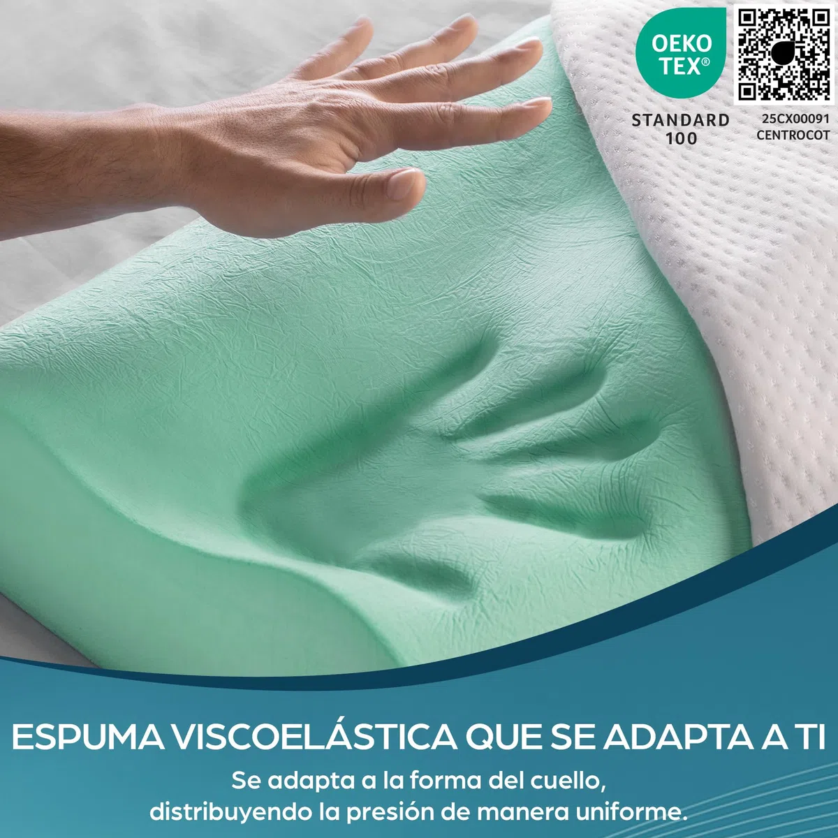 Flowen Almohada Cervical y Cuello Viscoelastica Cojin Ortopédico para Dormir Antiácaros Antialérgico y Transpirable Ideal para Dolores de Cuello Forro en Bamboo Antibacteriano Extraíble y Lavable