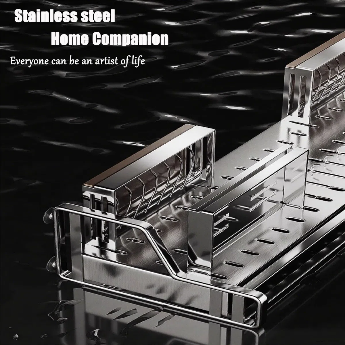 Escurridor de platos de acero inoxidable 304 modelo B de 77 cm, duradero y elegante, resistente al óxido, diseño de ahorro de espacio
