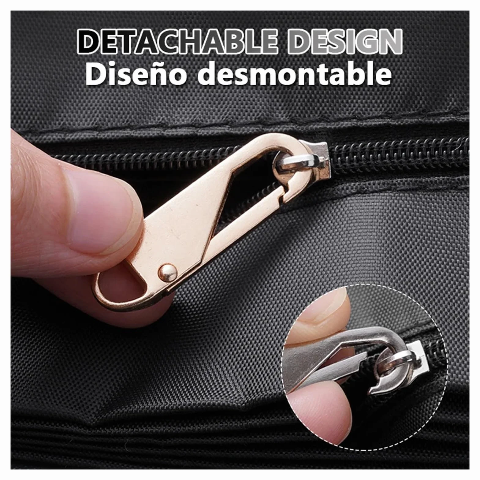 BUUV Kit de reparación de cremallera de repuesto para equipaje, mochila, ropa, pantalones, cartera (gris, 1 pieza_metal)
