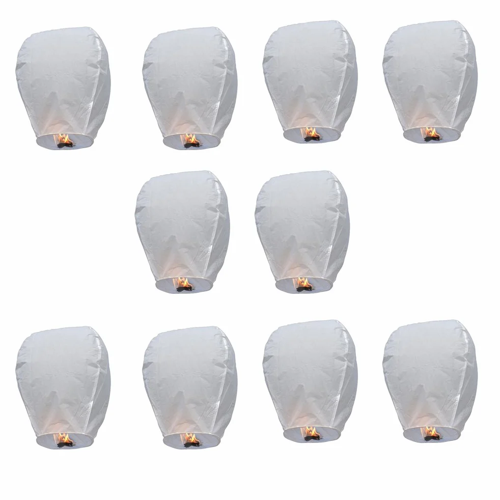Leorx - Farolillos chinos "Kongming", de forma oval, que se lanzan al cielo para pedir deseos, ideal para bodas, decoración de Navidad (Set de 10 unidades)