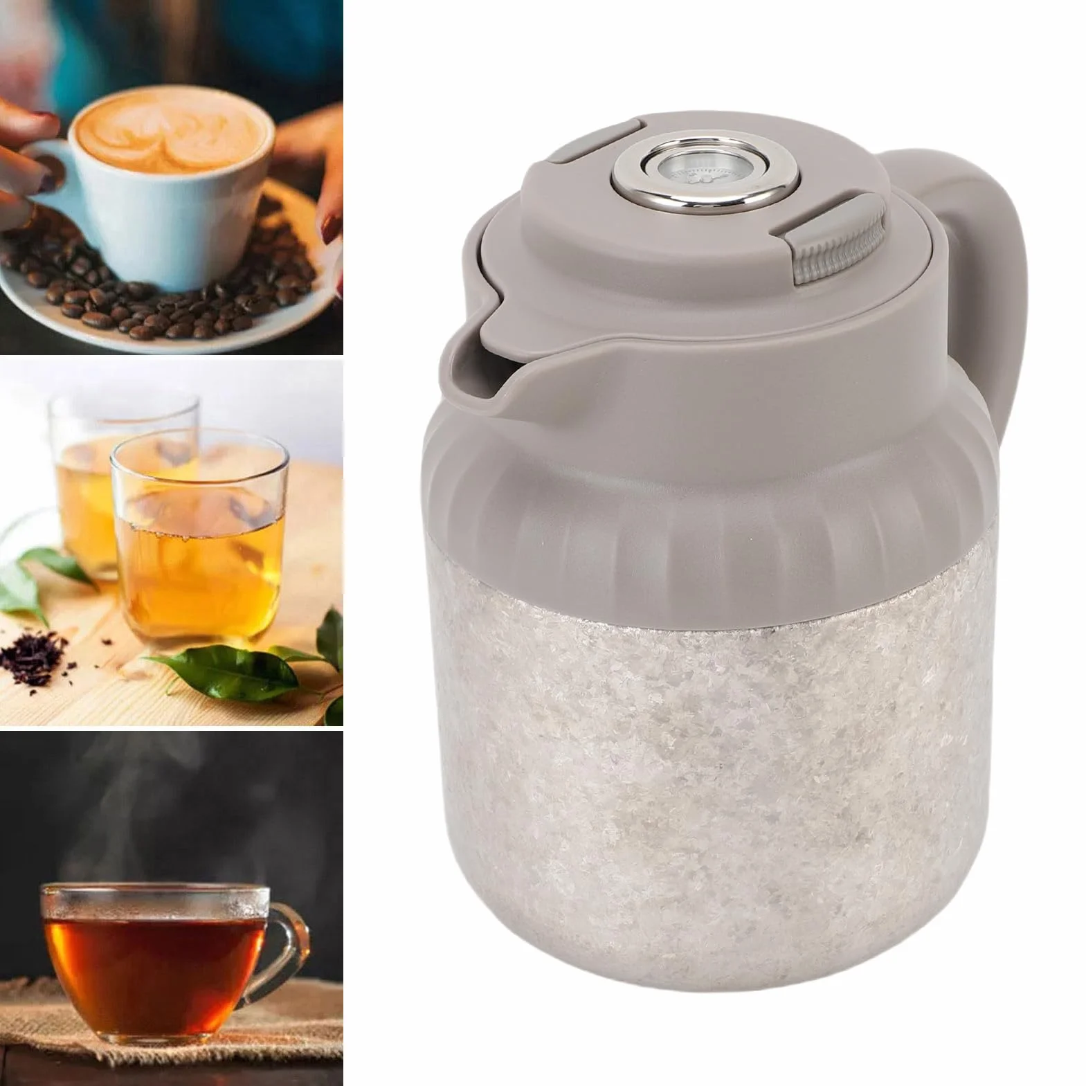 Fabater Punto de Separación de Agua de té de Filtración Fina con Exhibición Mecánica, Tapa Resistente a las Filtraciones, Ergonómico, para Consumo de Vivienda y Oficina, 1100 Ml de Capacidad