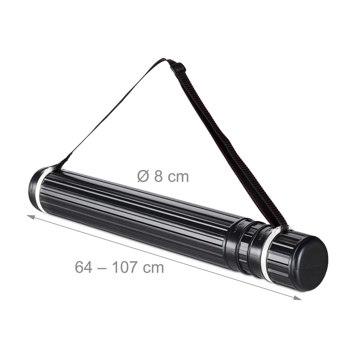 Relaxdays Portaplanos Extensible hasta A0, Tubo para Guardar Láminas, Carteles, Planos 64-107cm, Plástico, Negro/Blanco