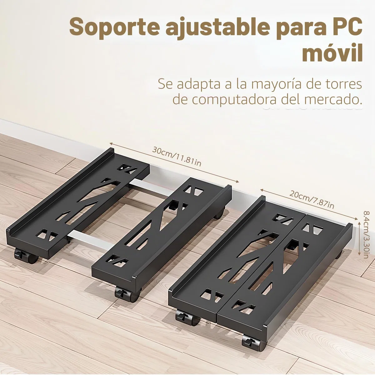 Soporte para CPU, Soporte Móvil Ajustable para CPU y Torre de PC con 4 Ruedas Giratorias con Bloqueo - Ajustable(20-30cm), Soporta hasta 30kg, Ideal para Hogar, Oficina y Estación de Gaming