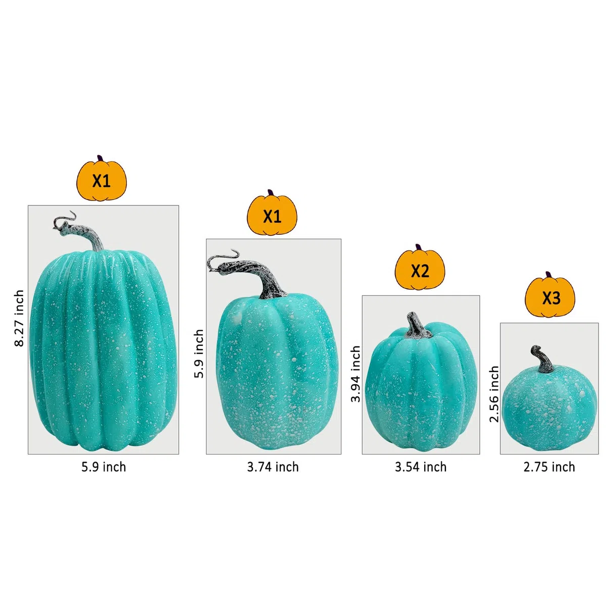 7 Piezas de Calabazas Artificiales Azules, Calabazas de Espuma para otoño, Temporada de otoño, Halloween, día Festivo, Festival, Decoraciones de Mesa (Azul)