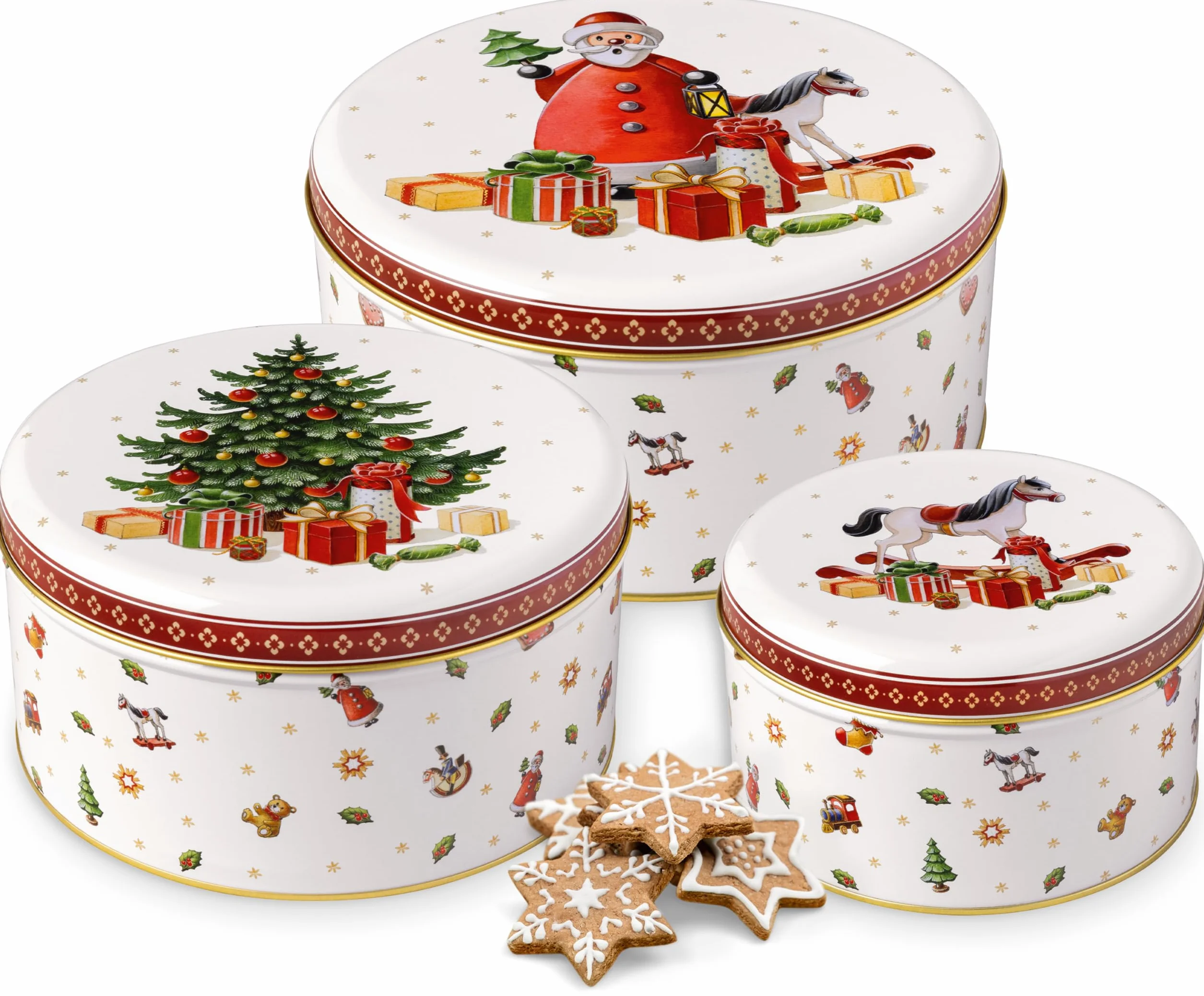 Villeroy & Boch - Winter Collage Set de Cajas de Galletas Multicolor, Bote de Galletas Navidad, Tarros, Metal