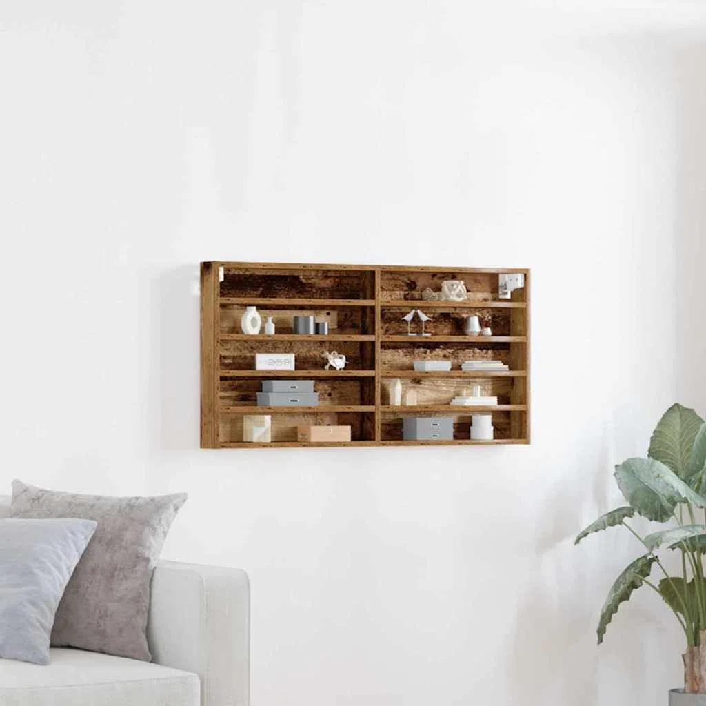 vidaXL Armario de Exhibición Madera Envejecida 100 x 8,5 x 50 cm, Solución de Almacenamiento, gabinete Elegante, estanterías Modernas, Muebles geniales para casa y Dormitorio