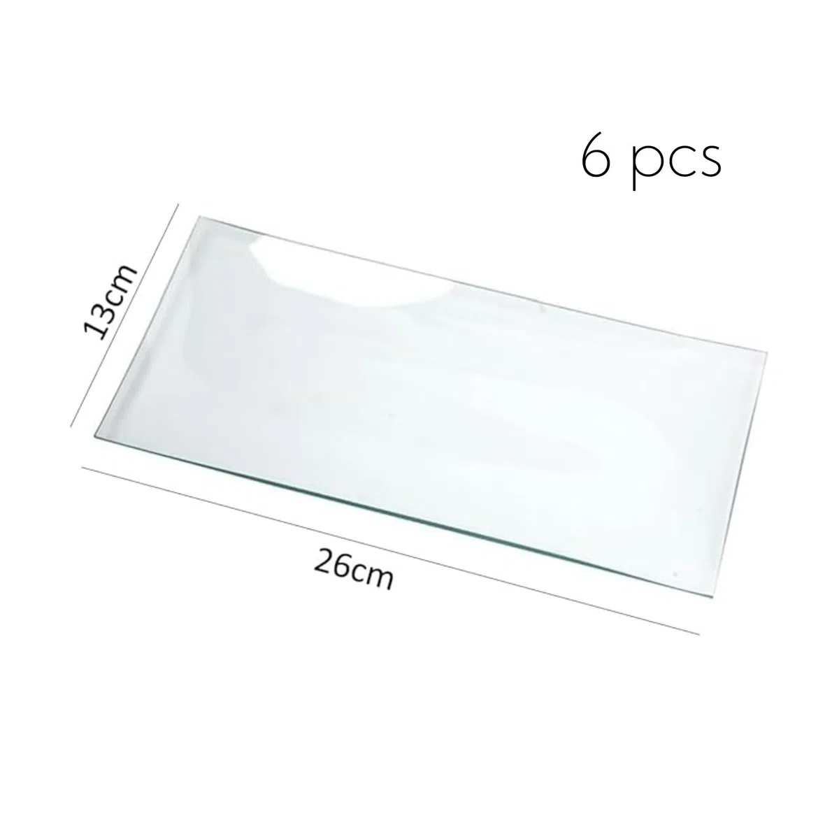 Super Mundo - 6pcs Platos Cristales Rectangulos Transparentes,Para Cocina y Comedor (13x26cm)