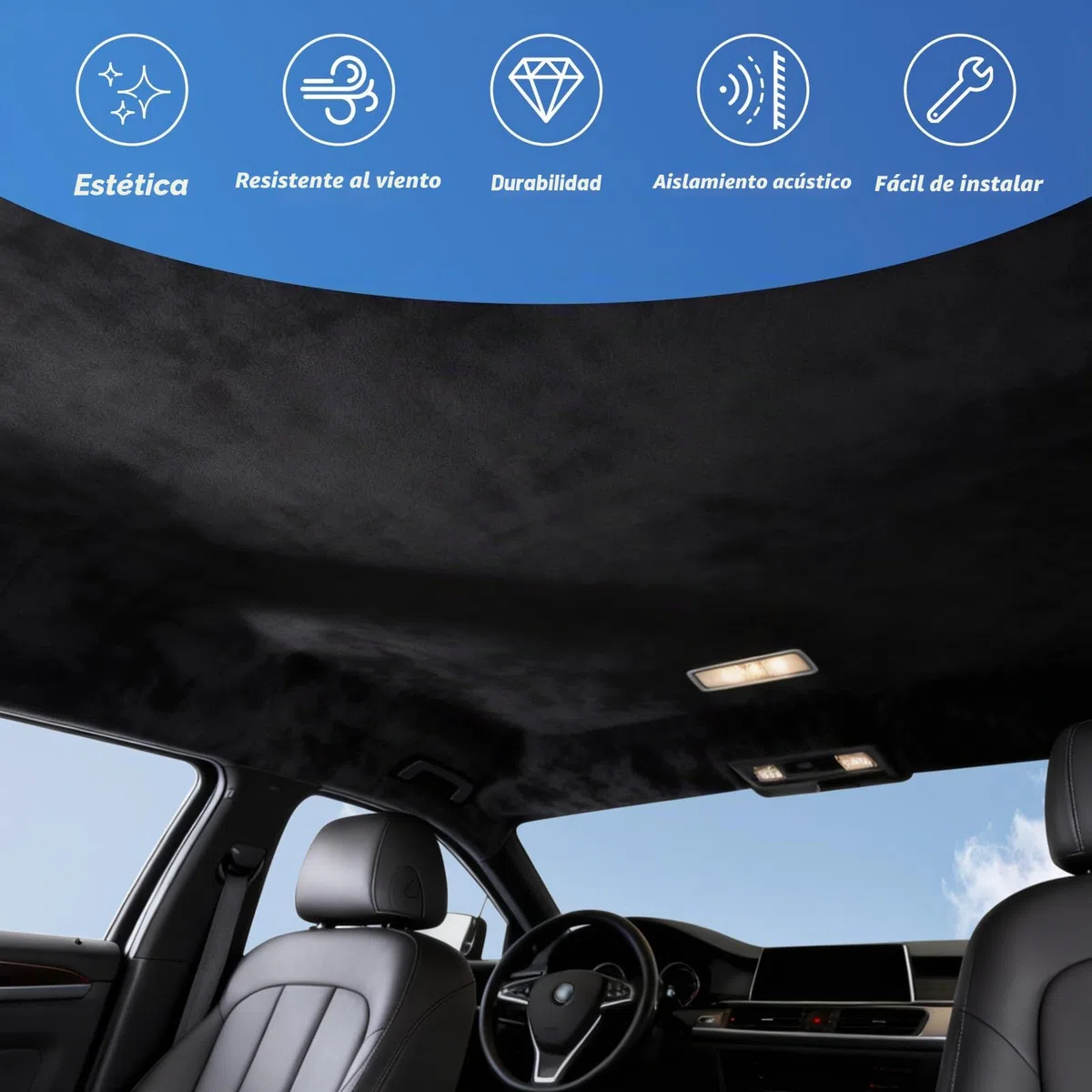 Tela Para Techo De Coche En Piel De Ante Falsa, 240x150 Cm (4 Mm De Grosor) | Negro - Tela De Revestimiento Interior Para RenovacióN De Techos De Auto, Furgoneta O Caravana