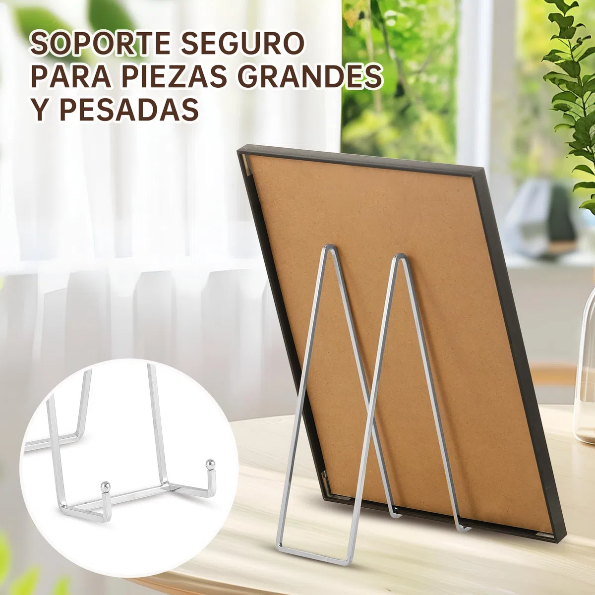 Soporte para Platos Decorativos Grandes - Soporte de Caballete para Expositor Mesa - Soportes Metalicos Para Placas Pesados | Cuadros | Marcos de Fotos | Libros | Lienzos - Plata - 2 Piezas - 30,5 cm