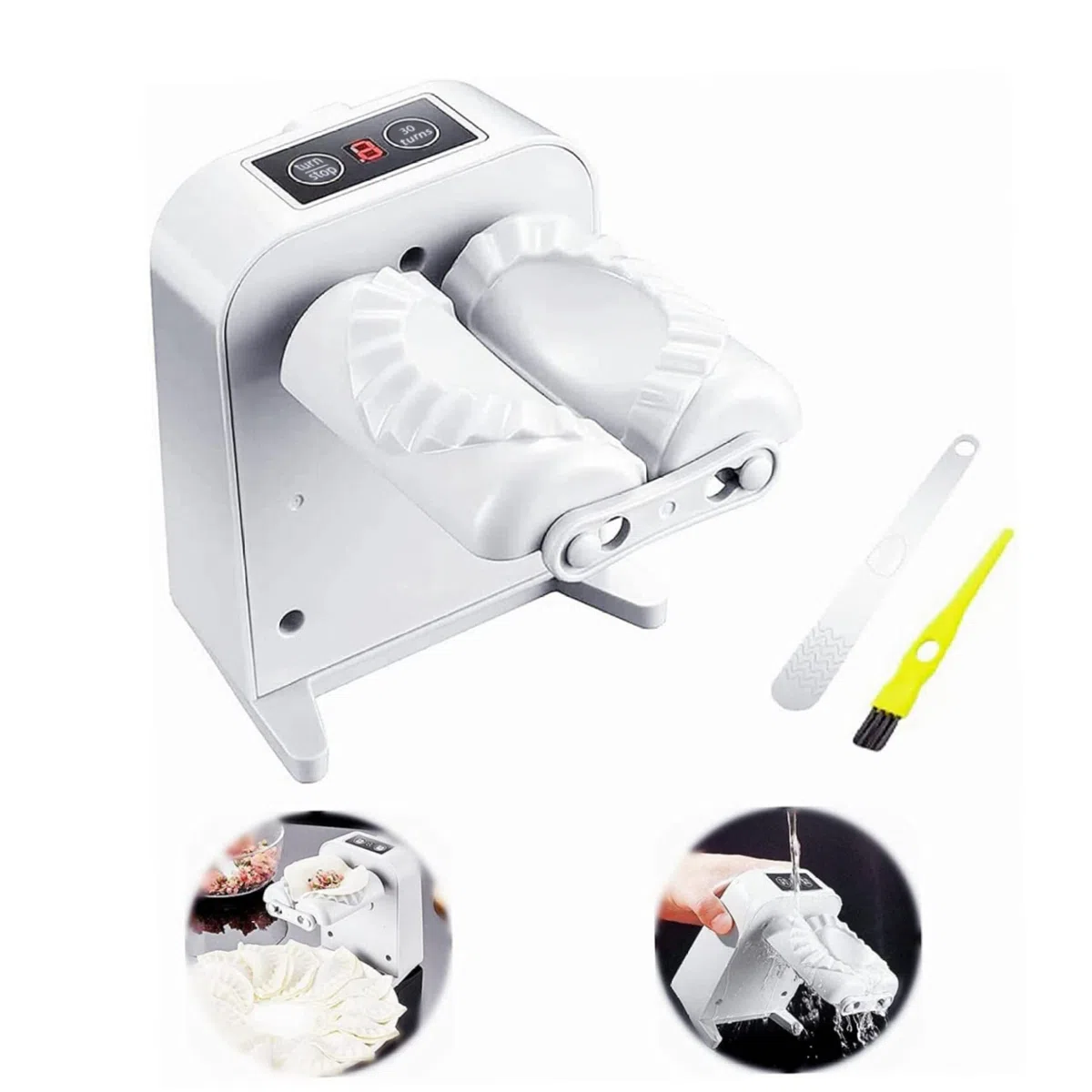 Máquina para Hacer empanadillas a presión eléctrica automática para el hogar 3 Piezas con Cuchara y Cepillo para Hacer empanadillas