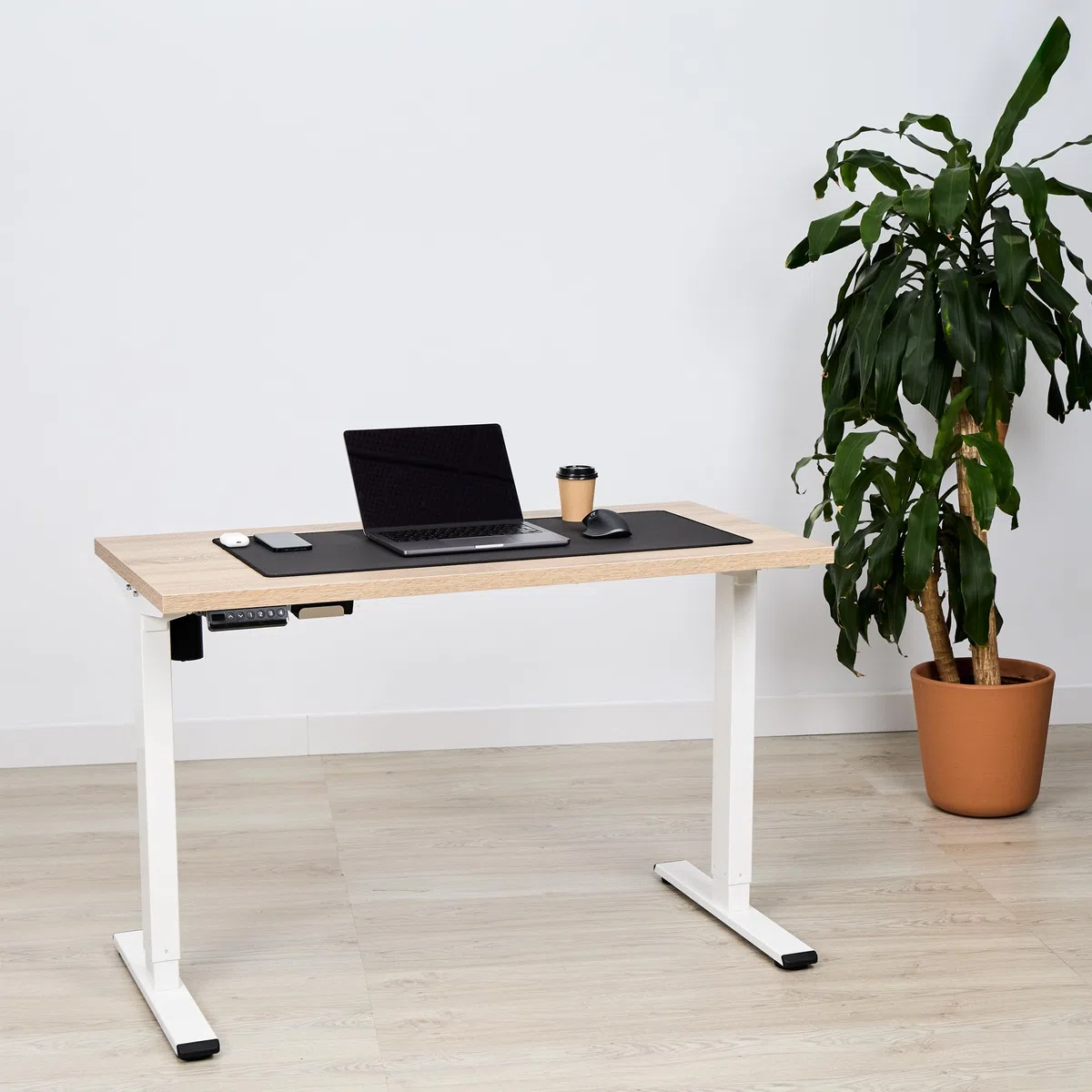 Escritorio Elevable Eléctrico | Tablero 140x70 cm Roble | Patas Negras | Ajustable en Altura 71-121 cm | Standing Desk Ergonómico, Mesa Elevable