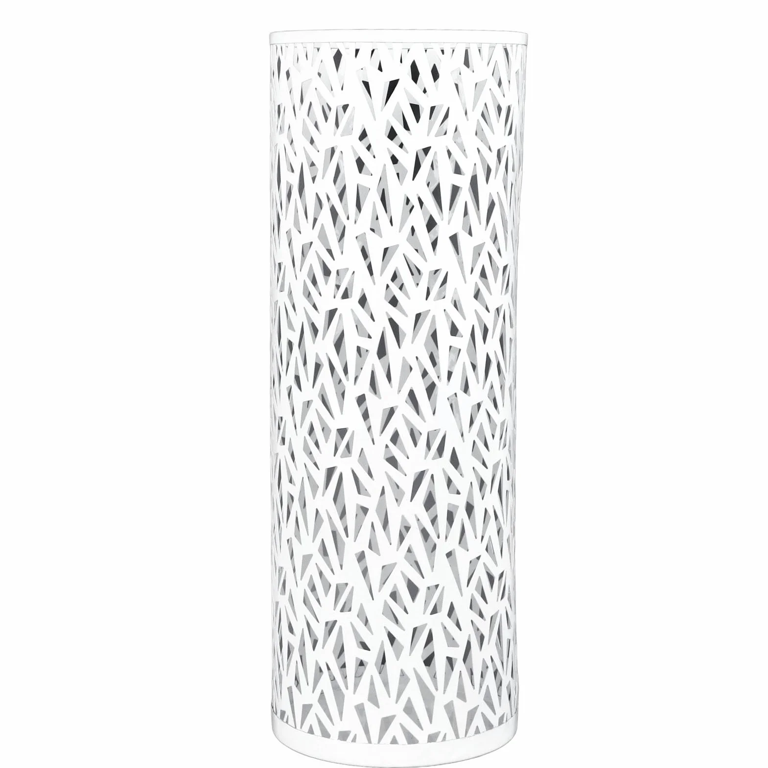 Paragüero Redondo de Metal con Diseño de Patrón Hueco, para Entrada, Oficina, Hogar, Paragüero con 4 Ganchos y Bandeja de Goteo Desmontable (S (30-59 cm/11,81-23,23 Pulgadas))